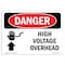 Signmission Safety Sign, OSHA Danger, 5" Height, 7" Width, High Voltage Overhead, Landscape OS-DS-D-57-L-1334 - alternate 1